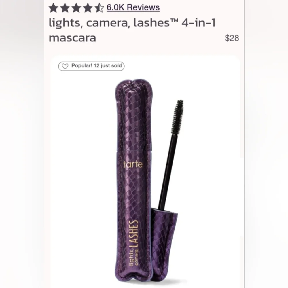 *SOLD* ๐2โข$20/3โข$28๐ TARTE Lights, Camera, Lashes 4-in-1 Mascara In Black - Picture 5 of 8